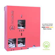 Tampon and sanitary pad dispenser for all tampon sizes with initial filling